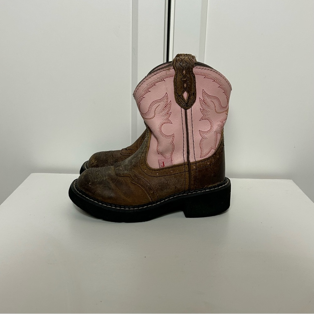 Justin Gypsy pink brown western cowboy boots - Picture 3 of 7